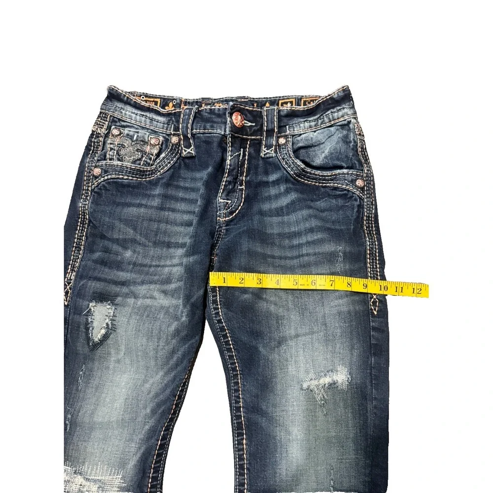 Rock Revival Callix Straight Jeans Mens 30 Blue Dark Wash Denim distressed